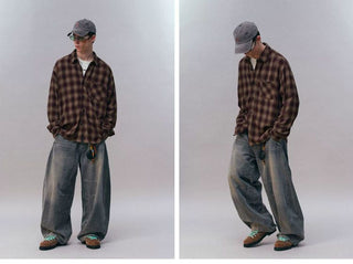 [Monterest] Oversized Yarn-Dyed Plaid Shirt
