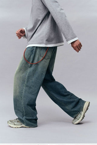[Monterest] Washed Wide Leg Denim Pants
