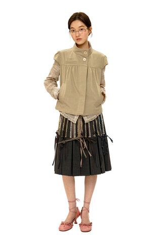 [Moromoro2] Puff Sleeve A-Line Short  Jacket