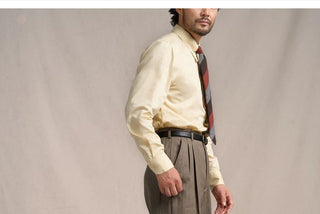 [CULTUM] Wool Blend Double Pleat Straight Trousers