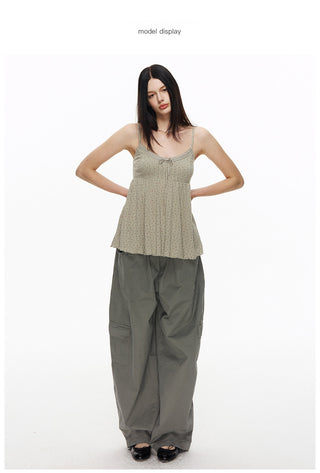 [NECY] Green Garden Lace Camisole & Shirring Mini Skirt