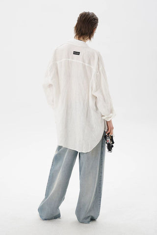 [MASONPRINCE] Breathable Linen Raw Edge Oversized Shirt