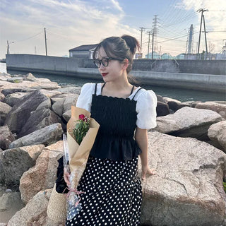 Shirred puff blouse