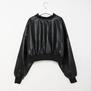 Leather blouson jacket
