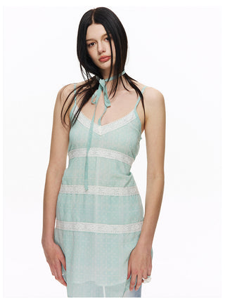 [NECY] Mint Sweet Polka Dot Chiffon Dress