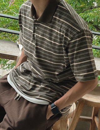 Lead Stripe Collared Short Sleeve Tee (4 colors)