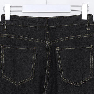 Straight-leg deep denim pants