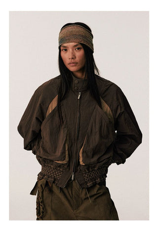 [CONP] Pleated Spliced Crinkle Nylon Jacket