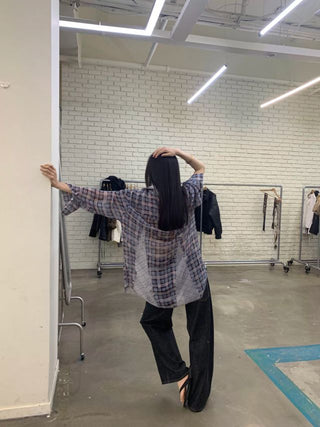 NEVERSEEZ Patchwork Plaid Shirt