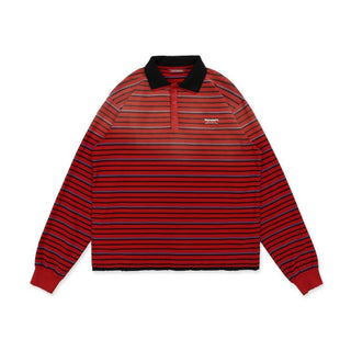 [Moromoro2] Layered Striped Polo Shirt