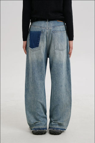 [MASONPRINCE] Distressed High-Waist Denim Jeans