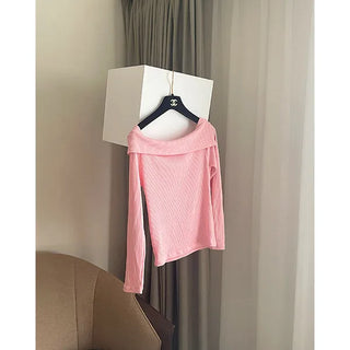 Asymmetrical Color Ribbed Pullover