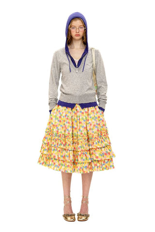 [Moromoro2] Patchwork Distressed Layered Hooded  Sweater