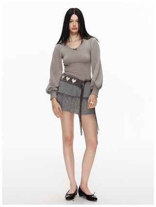 [NECY] Muted Romantic Bow Patchwork Dress