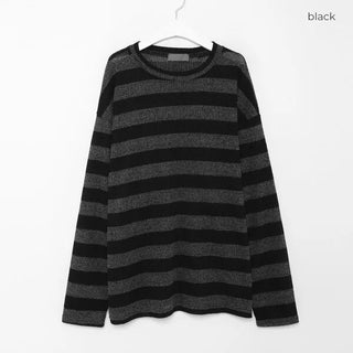 (Unisex) Striped Knit Long T-Shirt