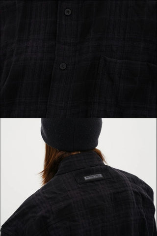 [MASONPRINCE] Oversized Plaid Shirt with Shoulder Pads