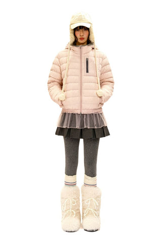 [Moromoro2] Lace Trim Hooded Down Jacket /  Vest