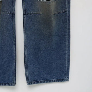 Distressed Washed Denim Pants