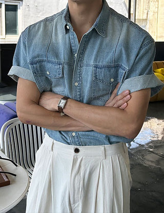 Real Denim Short Sleeve Shirt (2 colors)