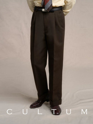 [CULTUM] Wool Blend Double Pleat Trousers