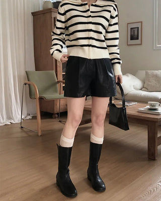Modern Fit Leather Shorts