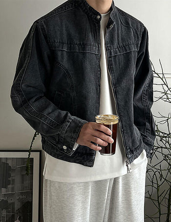 Second China Collar Denim Jacket (3 colors)