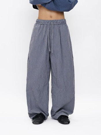 [MASONPRINCE] Cotton Wrinkled Plaid Pants