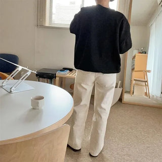Long cream denim