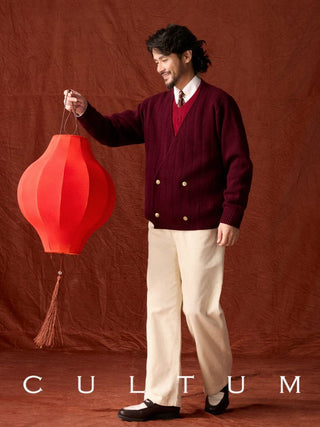 [CULTUM] Wool Blend V-Neck Knit Cardigan