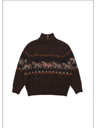 MASONPRINCE Fair Isle High-Neck Half-Zip Sweater