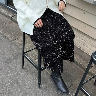 Sequined long skirt
