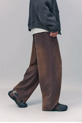 [Monterest] Washed Splatter Fleece-Lined Straight Pants