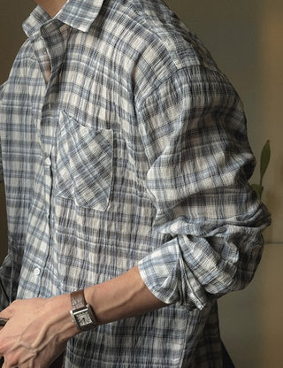 Pastel pleated check shirt (3 colors)