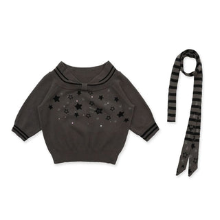 [Moromoro2] Off-Shoulder Star Rhinestone Knit  Top