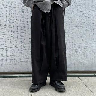Pintuck Cotton Wide Pants