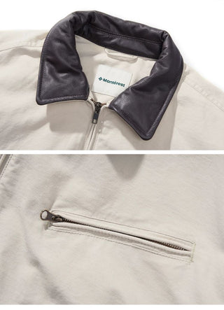 [Monterest] Washed Cotton Work Jacket with Leather Collar