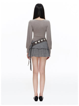 [NECY] Love Embroidered Suede Belt (2color)