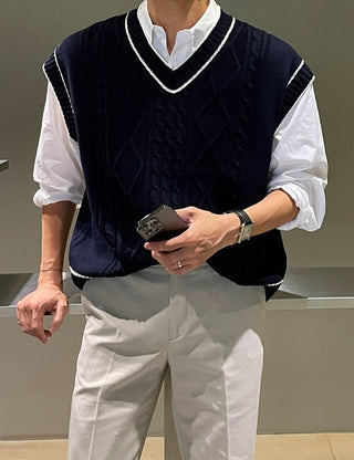Authentic Overfit Line Knit Vest (4 colors)