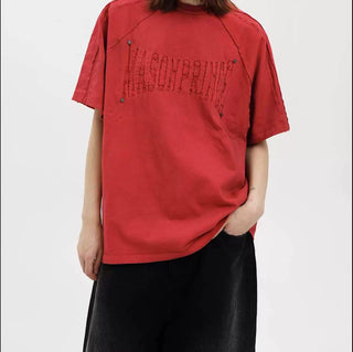 [MASONPRINCE] Deconstructed Patchwork Embroidered Tee