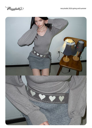 [NECY] Love Embroidered Suede Belt (2color)