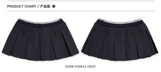 [Moromoro2] Linen Satin Plaid Pleated Skirt