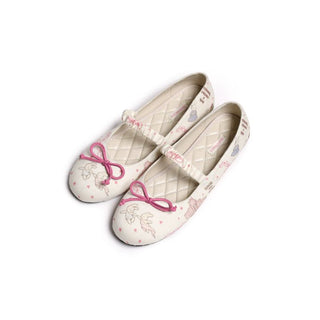 [Moromoro2] Bunny Print Ballet Flats with  Bow