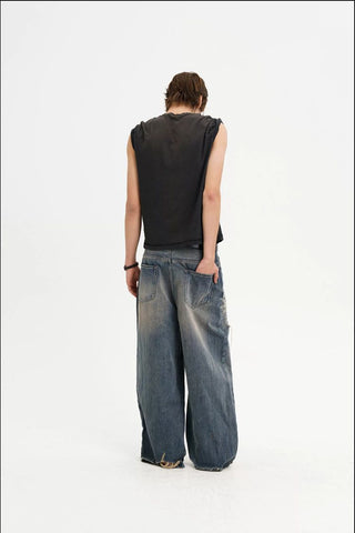 [MASONPRINCE] Distressed Wide Leg Jeans