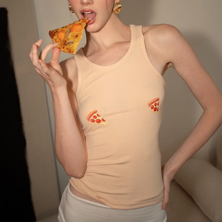 Crewneck hamburger pattern contrast top