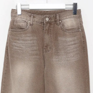 Washed wide denim pants