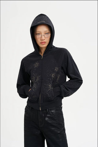 [MASONPRINCE] Firework Rhinestone Hoodie Set