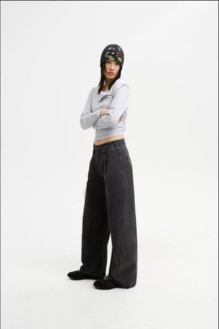 [MASONPRINCE] Curved Double Pleat Wide Pants