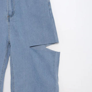 Side-cut denim pants