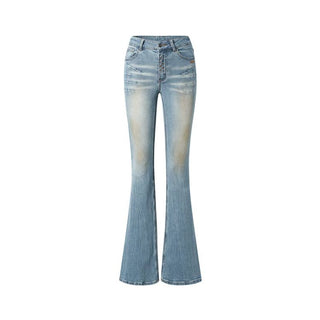 [NOTAWEAR] High-Waist Washed Slim Flare  Jeans