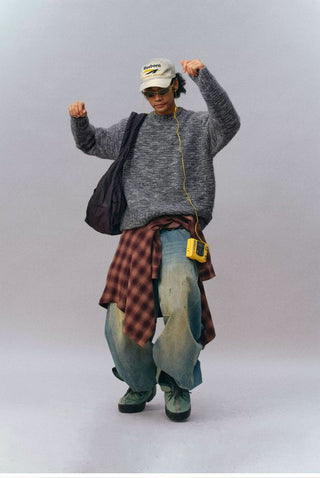 [Monterest] Multicolor Yarn Blend Crewneck Sweater